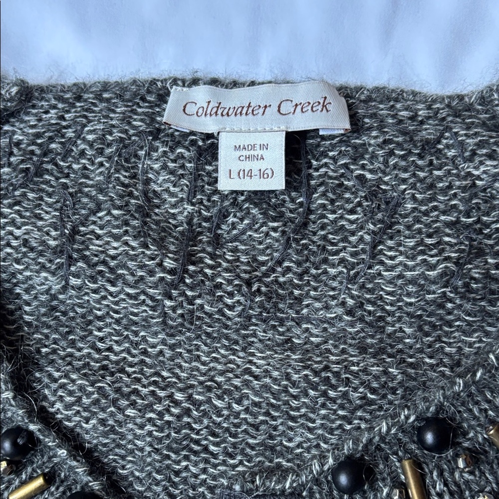 Coldwater Creek Charcoal V-Neck Sweater